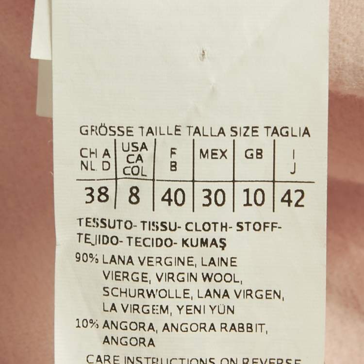 Pre Owned Max Mara Pink Wool Felt Belted Coat M