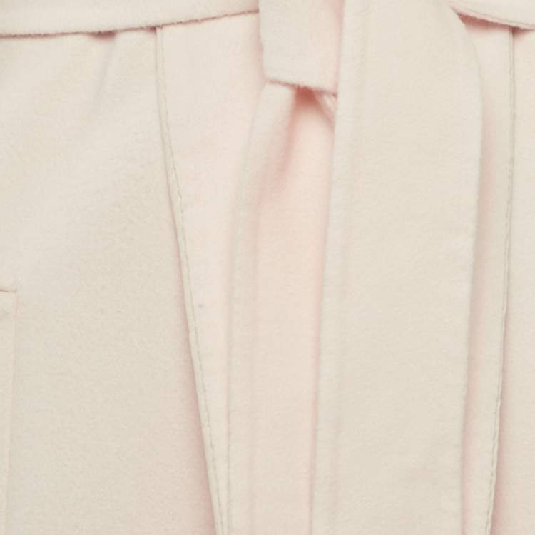 Pre Owned Max Mara Pink Wool Felt Belted Coat M