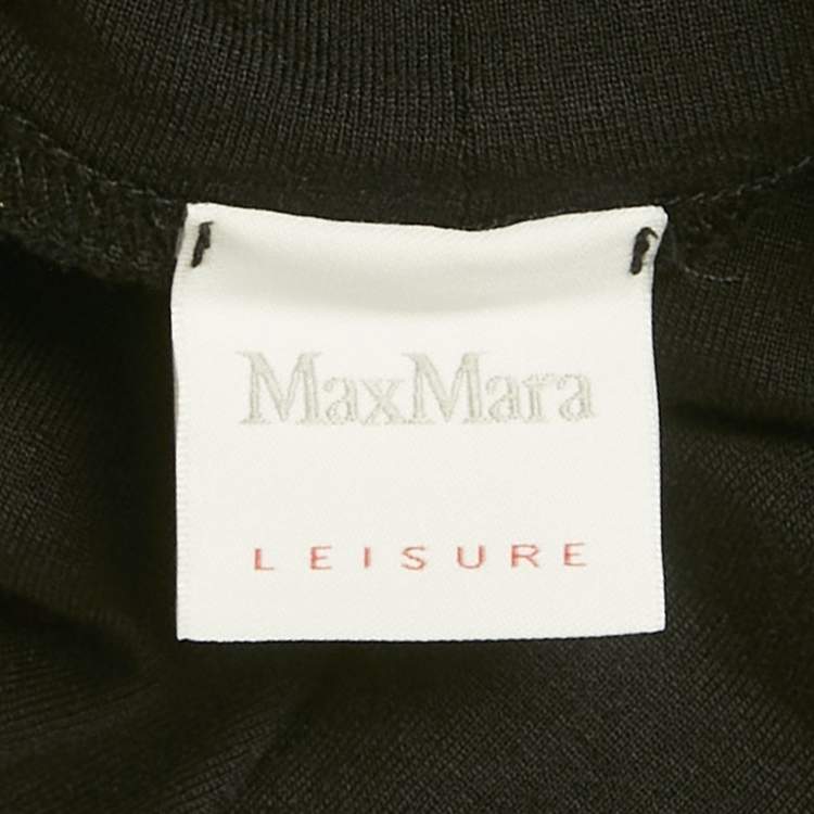 Pre Owned Max Mara Black Jersey Turtle Neck Midi Dress M
