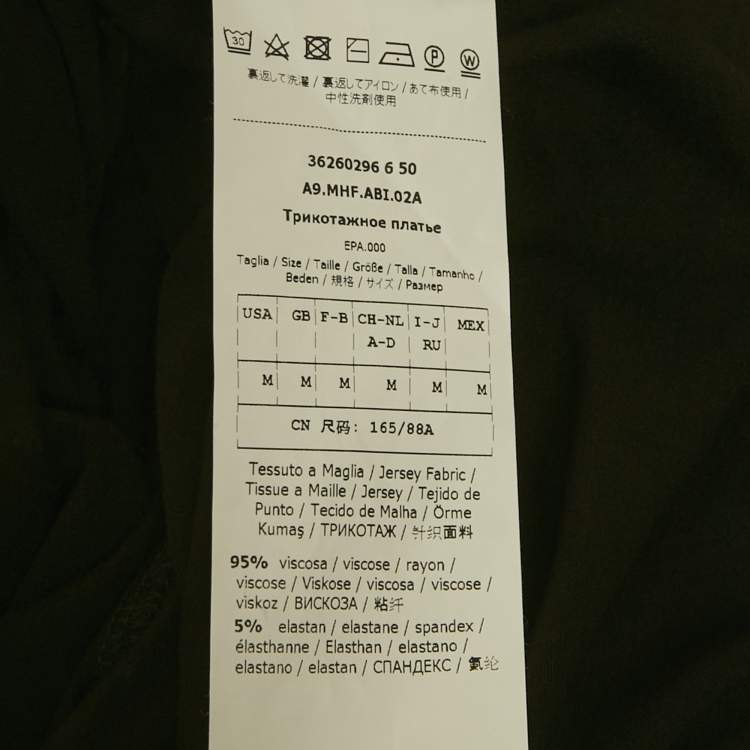 Pre Owned Max Mara Black Jersey Turtle Neck Midi Dress M