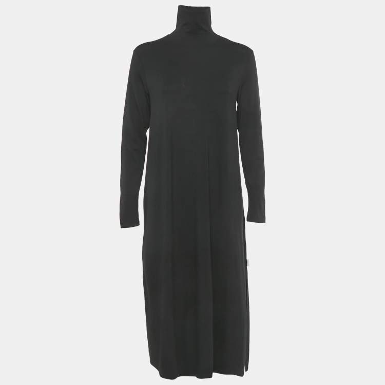 Pre Owned Max Mara Black Jersey Turtle Neck Midi Dress M