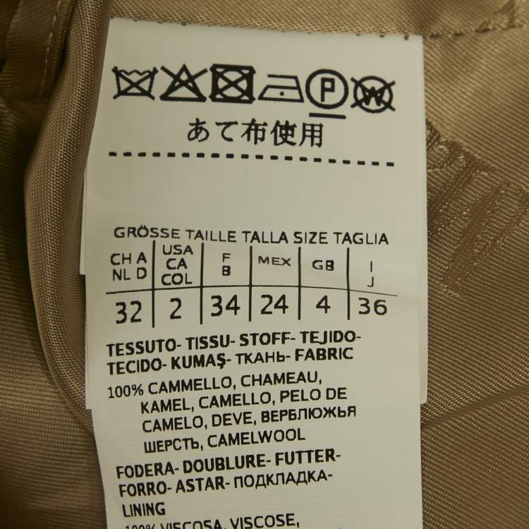 Pre Owned Max Mara Camel Brown Wool Belted Coat S 