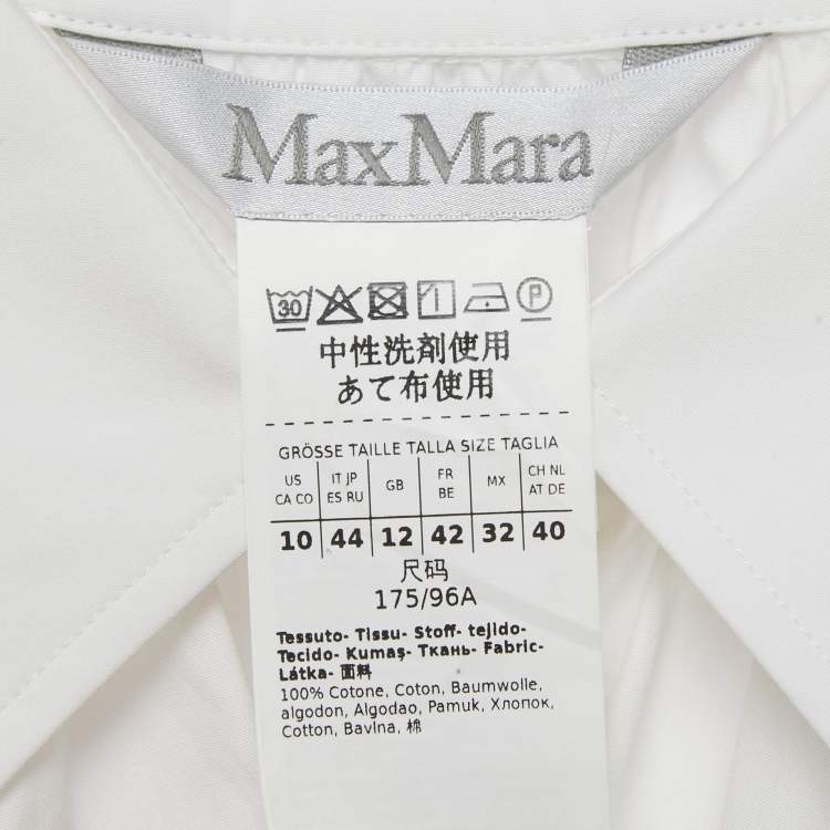 Pre Owned Max Mara White Cotton Sleeve Tie Detail Blouse L