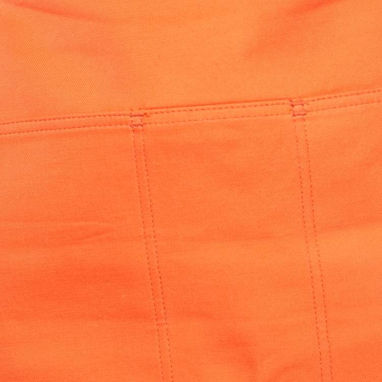 Pre Owned Max Mara Orange Cotton Gabardine Mini Skirt M