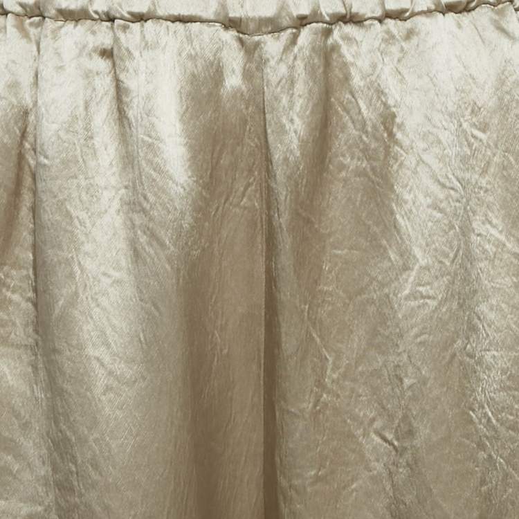 Pre Owned Max Mara Champagne Satin Wide Leg Trousers S 
