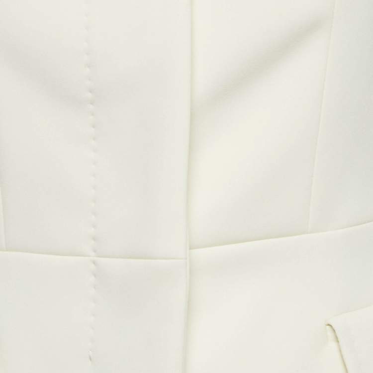 Pre Owned Max Mara Vanilla Crepe Puff Sleeve Jacket S