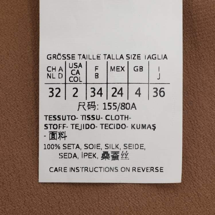 Pre Owned Max Mara Beige Silk Button Front Top S