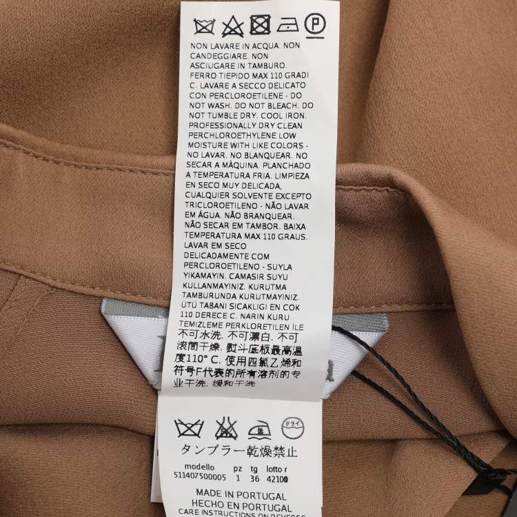 Pre Owned Max Mara Beige Silk Button Front Top S