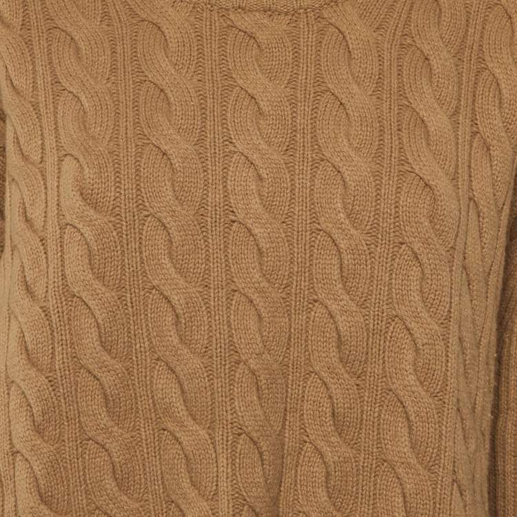 مملوكة مسبقًا Max Mara Brown Wool & Cashmere Cable Knit Sweater XXL