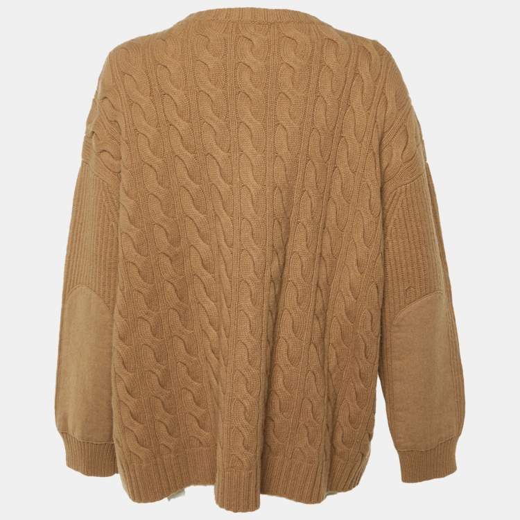 مملوكة مسبقًا Max Mara Brown Wool & Cashmere Cable Knit Sweater XXL
