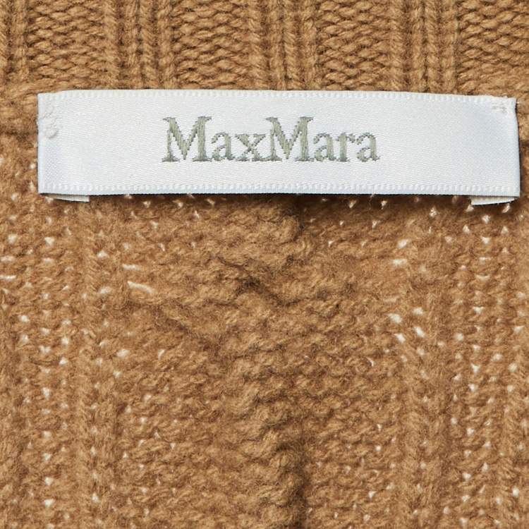 مملوكة مسبقًا Max Mara Brown Wool & Cashmere Cable Knit Sweater XXL