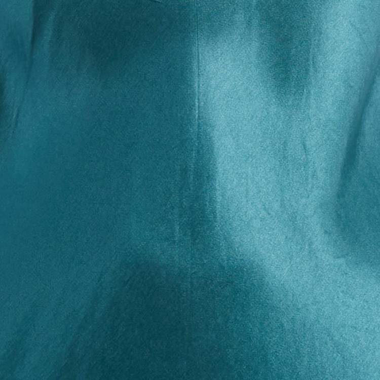 Pre Owned Max Mara Leisure Teal Blue Satin Sleeveless Midi Dress S