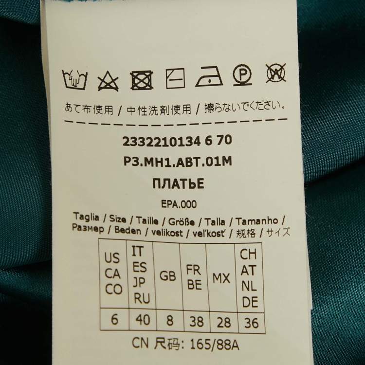 Pre Owned Max Mara Leisure Teal Blue Satin Sleeveless Midi Dress S