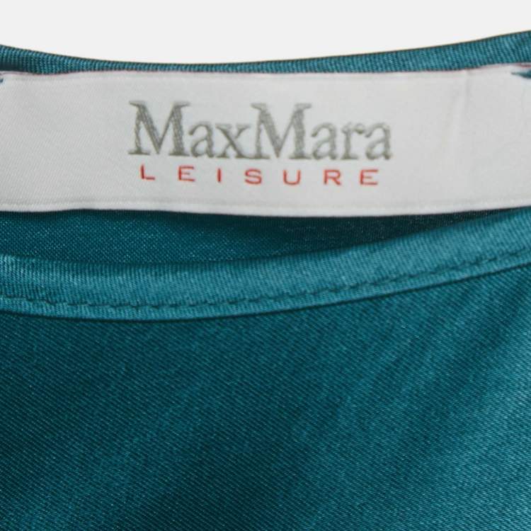 Pre Owned Max Mara Leisure Teal Blue Satin Sleeveless Midi Dress S