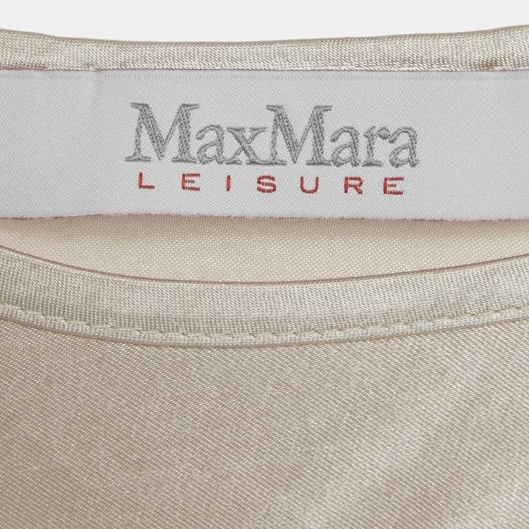 Pre Owned Max Mara Leisure Beige Satin Sleeveless Midi Dress S