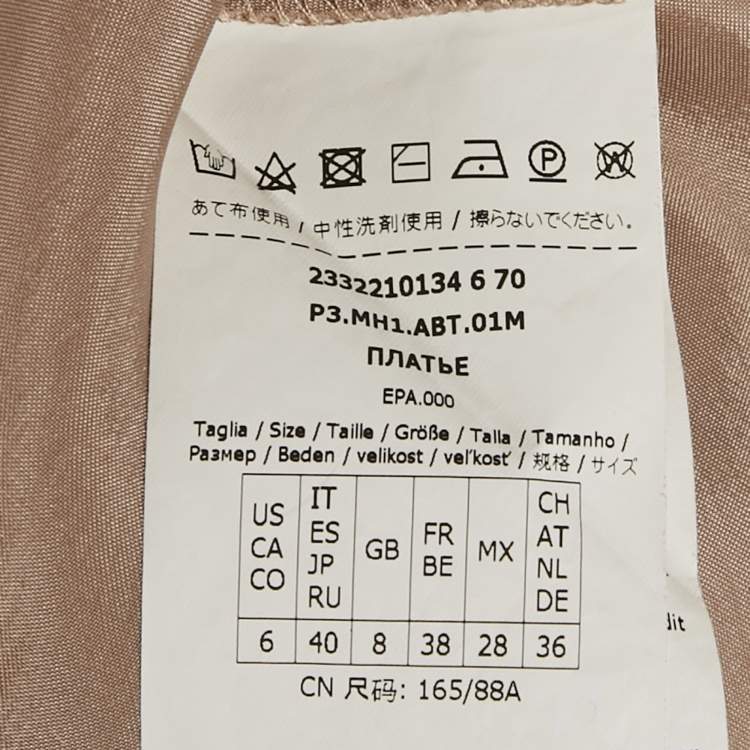 Pre Owned Max Mara Leisure Champagne Brown Satin Midi Dress S