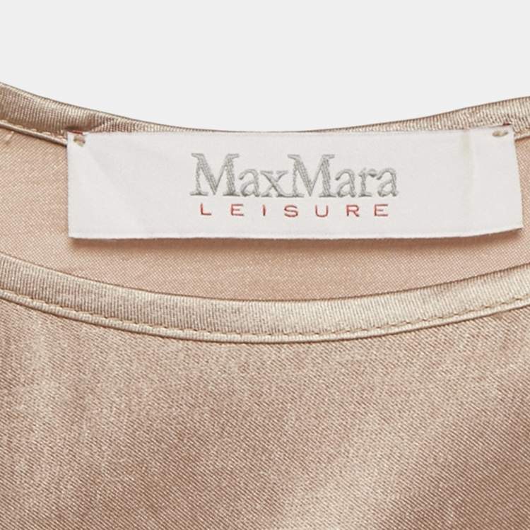 Pre Owned Max Mara Leisure Champagne Brown Satin Midi Dress S