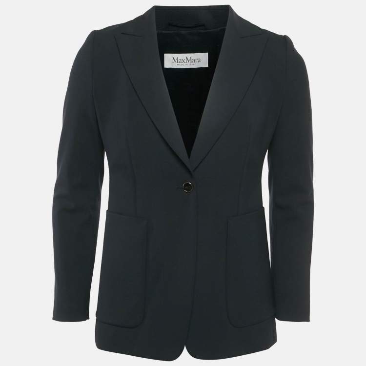 Pre Owned Max Mara Navy Blue Wool Tailored Blazer M