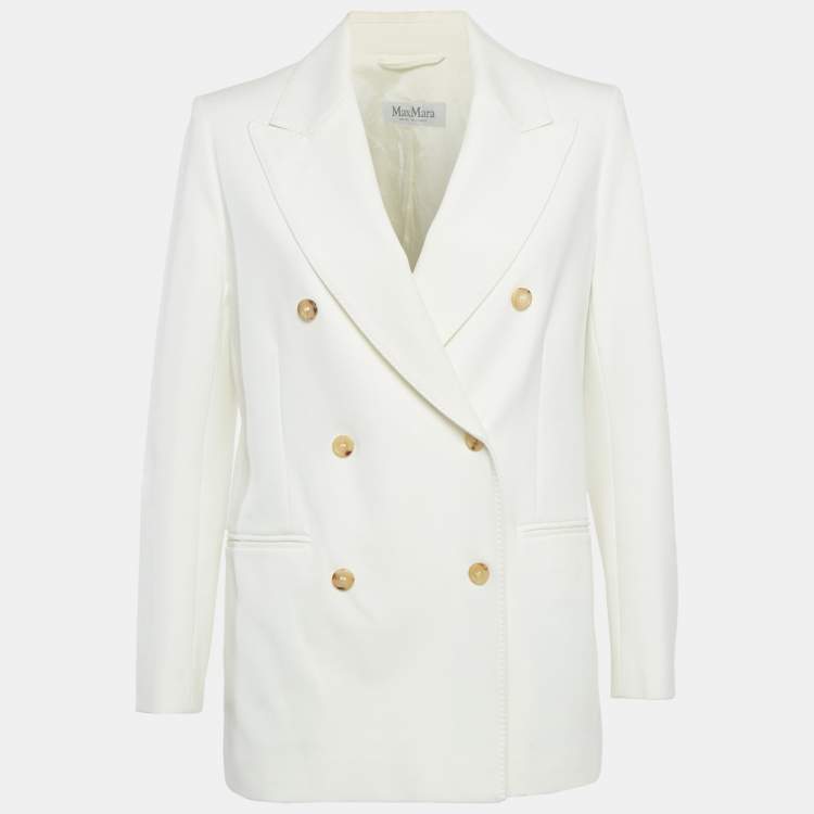 Pre Owned Max Mara White Crepe Double Breasted Blazer S