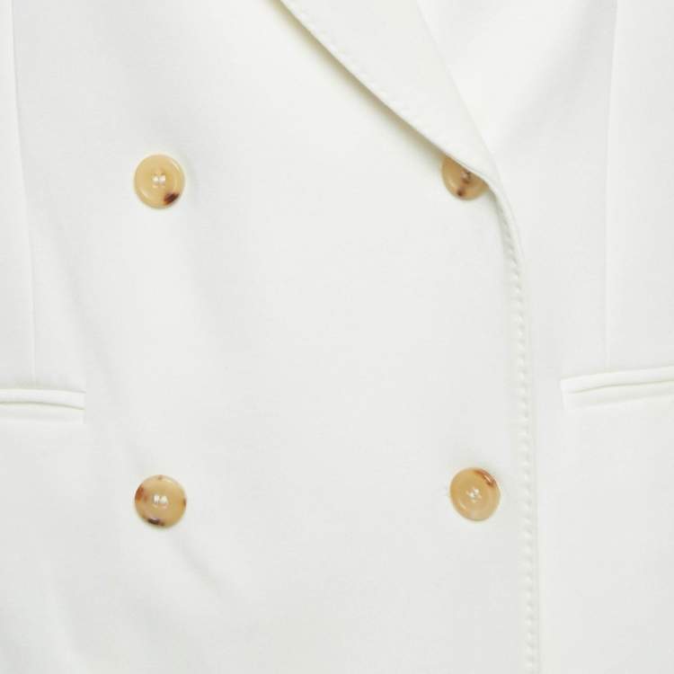 Pre Owned Max Mara White Crepe Double Breasted Blazer S