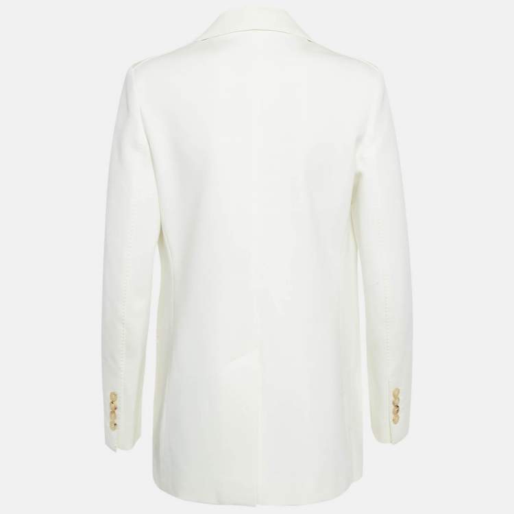 Pre Owned Max Mara White Crepe Double Breasted Blazer S