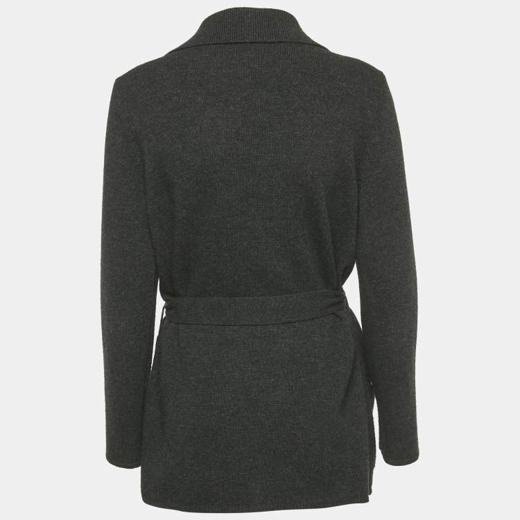مملوكة مسبقًا Max Mara Black Wool Belted Cardigan M