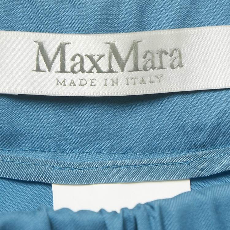 Pre Owned Max Mara Blue Wool Elastic Waist Trousers M