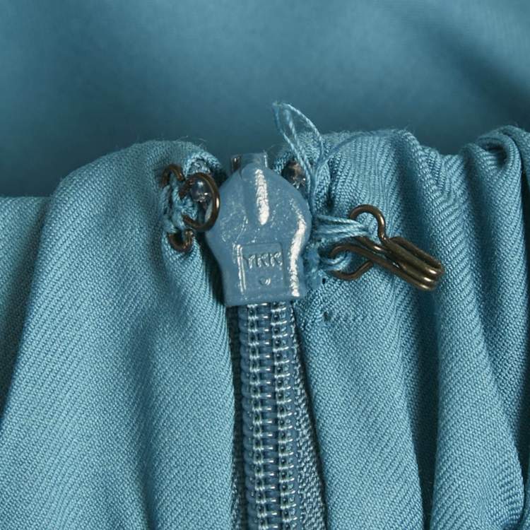 Pre Owned Max Mara Blue Wool Elastic Waist Trousers M