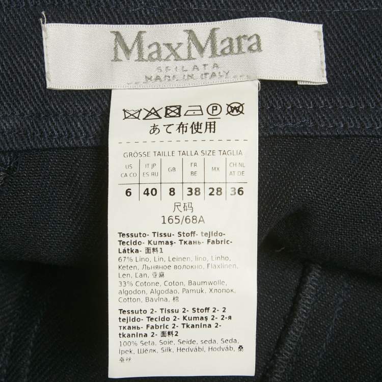 Pre Owned Max Mara Blue Denim & Silk Nicia Pleated Maxi Skirt S