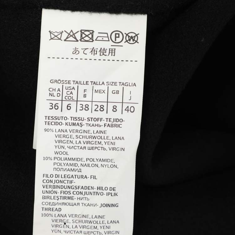 مملوكة مسبقًا Max Mara Black Wool Blend Belted Coat S