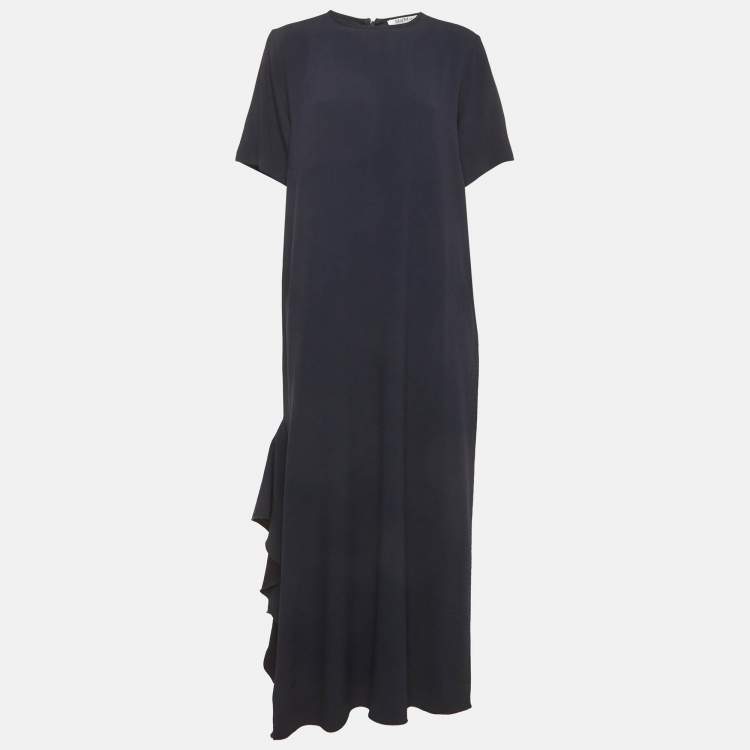 مملوكة مسبقًا Max Mara Navy Blue Crepe Asymmetric Maxi Dress M