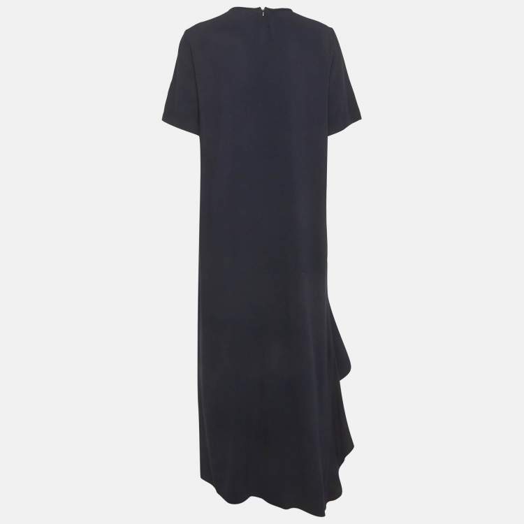 مملوكة مسبقًا Max Mara Navy Blue Crepe Asymmetric Maxi Dress M