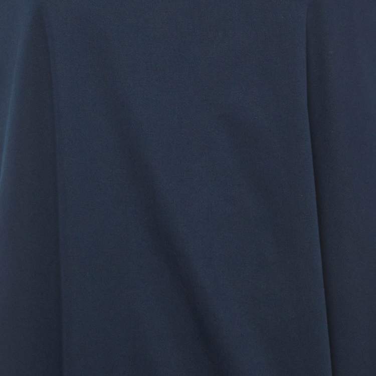 Pre Owned 'S Max Mara Navy Blue/White Cotton Sleeveless Maxi Dress L