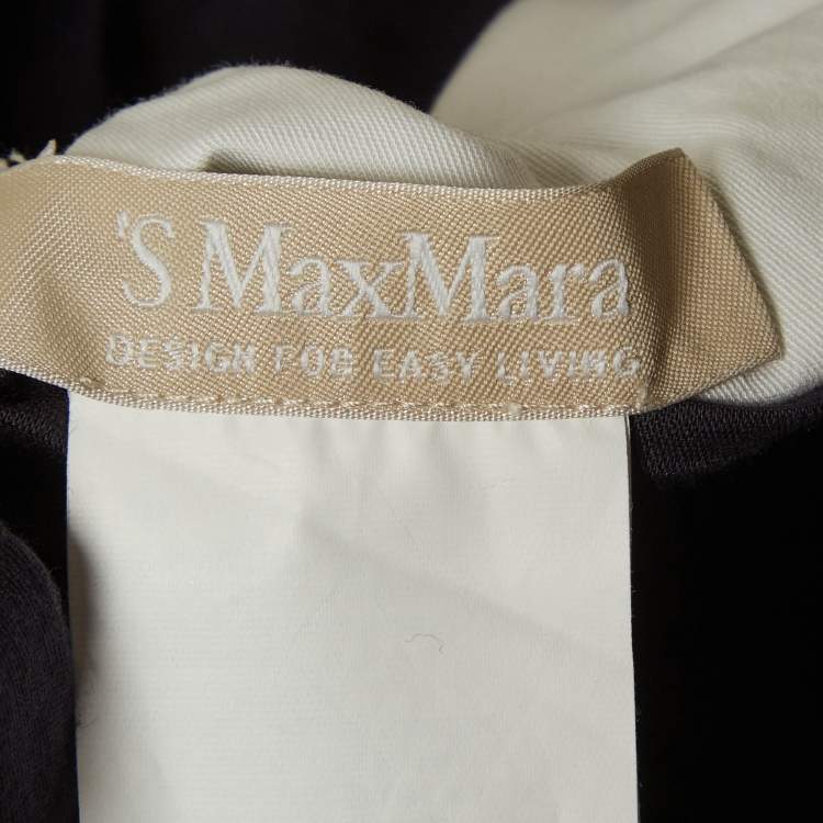 Pre Owned 'S Max Mara Navy Blue/White Cotton Sleeveless Maxi Dress L