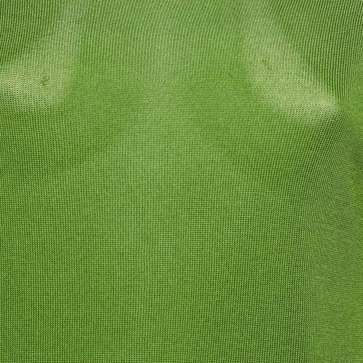 Pre Owned Max Mara Green Silk Knit Long Sleeve Top M