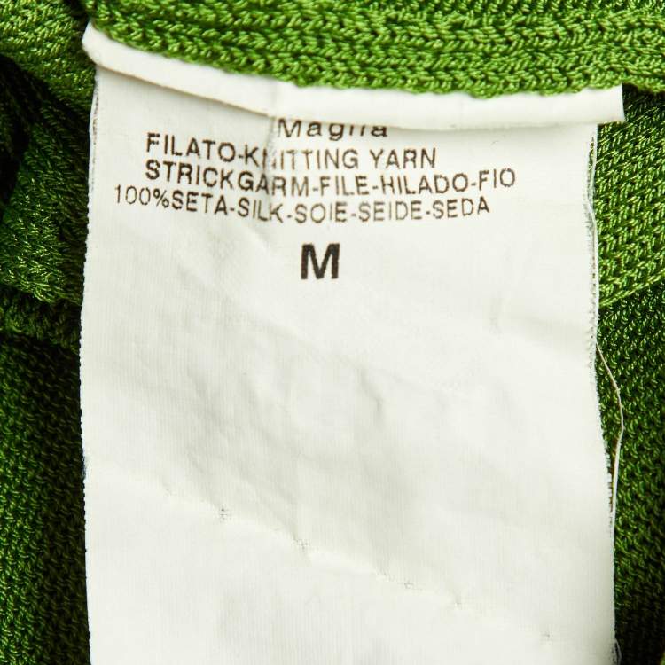 Pre Owned Max Mara Green Silk Knit Long Sleeve Top M