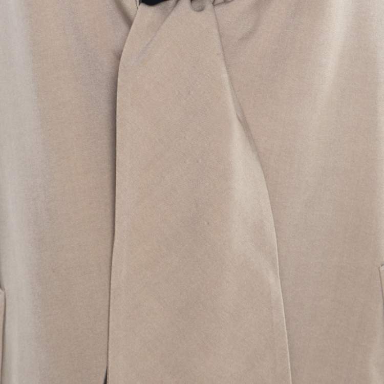 Pre Owned Max Mara Beige Wool and Silk Front Tie Detail Blazer L