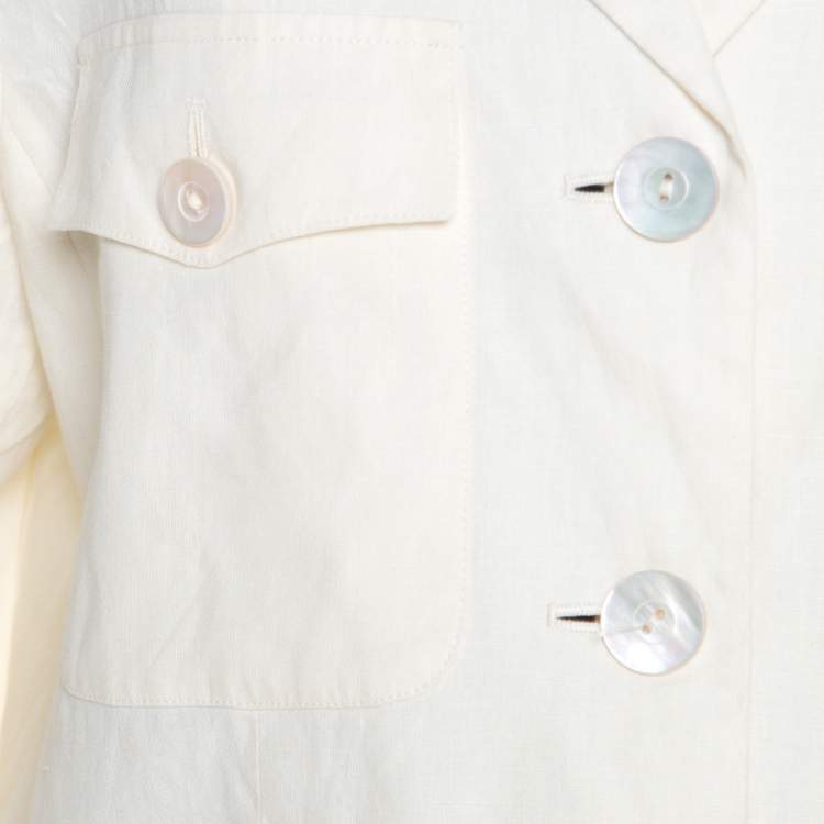 Pre Owned Max Mara Cream Linen Blazer L