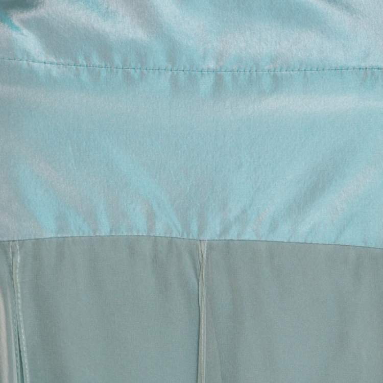Pre Owned Max Mara Pale Blue Silk Organza Draped Bow Detail Halter Dress M