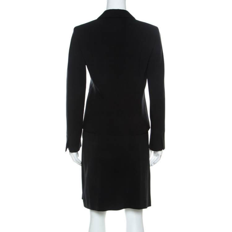 Pre Owned Max Mara Black Wool Blend Skirt Suit S