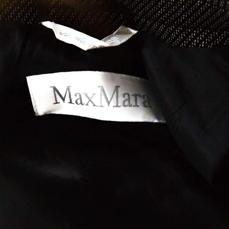 Pre Owned Max Mara Dark Brown Textured Stretch Wool Tailored Pant Suit S