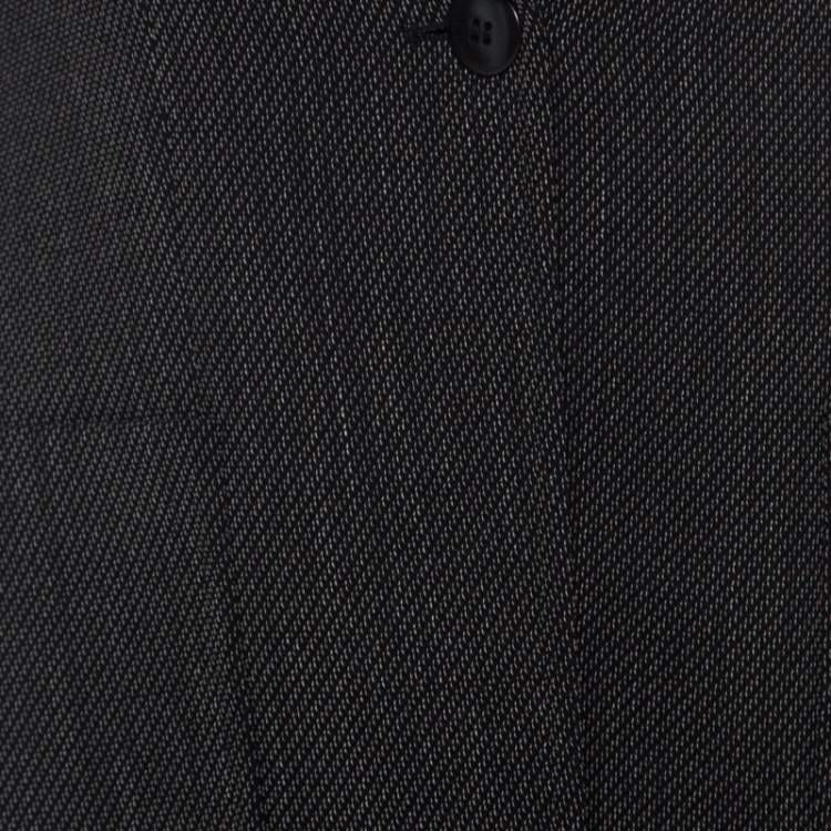 Pre Owned Max Mara Dark Brown Textured Stretch Wool Tailored Pant Suit S