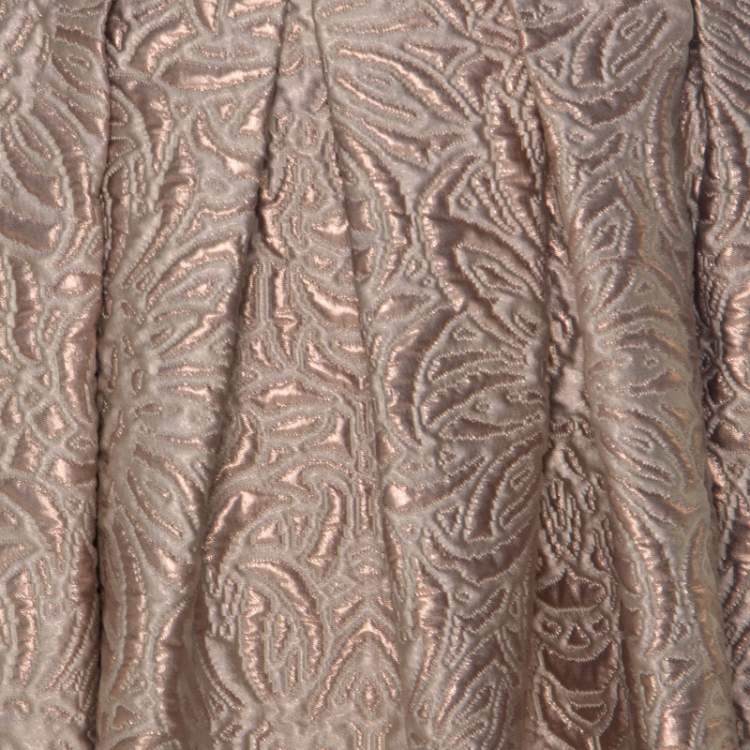 Pre Owned Max Mara Cream Lurex Floral Pattern Jacquard Long Skirt S 