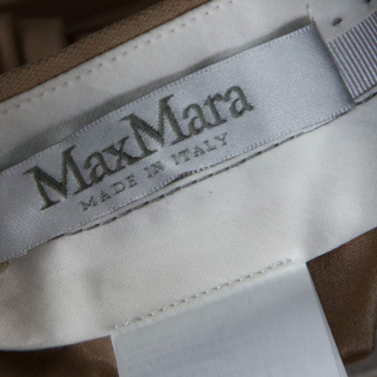 Pre Owned Max Mara Beige Cotton Bottom Side Fold Detail Sheath Skirt L