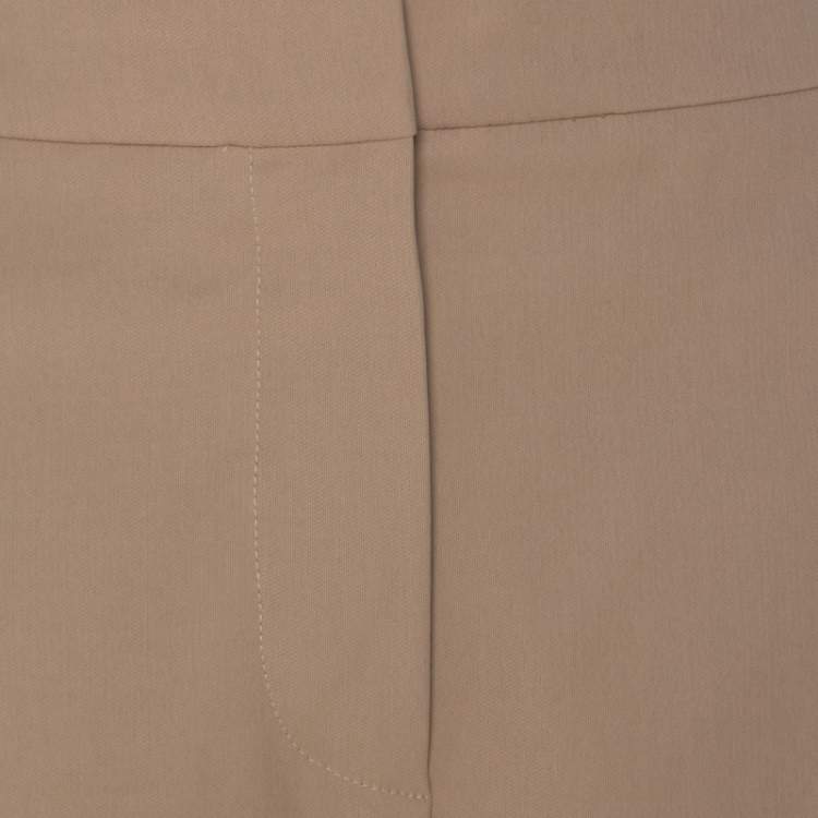 Pre Owned Max Mara Beige Cotton Bottom Side Fold Detail Sheath Skirt L