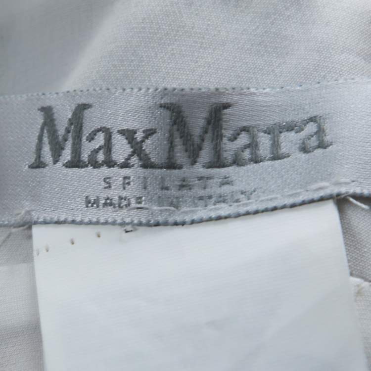Pre Owned Max Mara Gold and Silver Metallic Fringed Crepe Gavetta Skirt S 