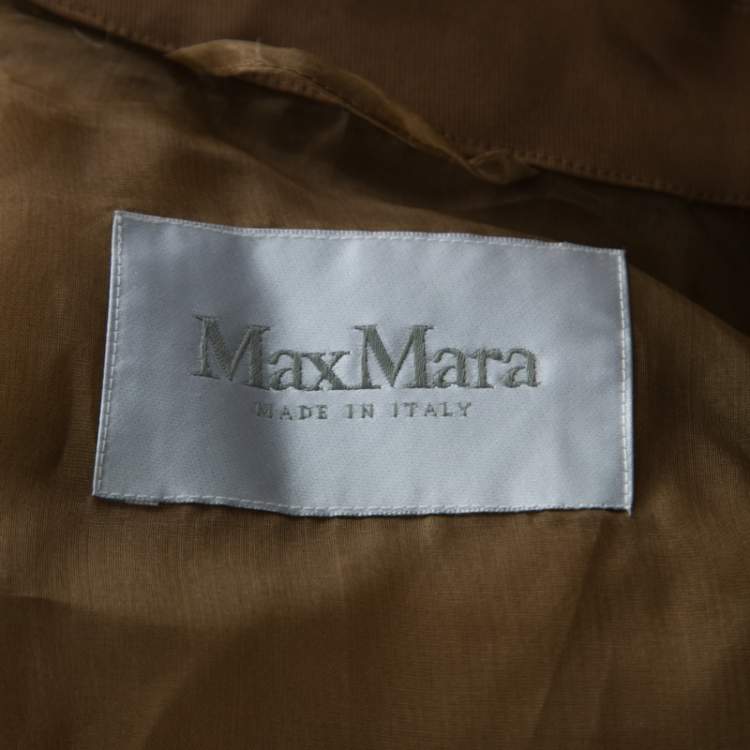 Pre Owned Max Mara Beige Silk Organza Detachable Hood Bomber Jacket M 
