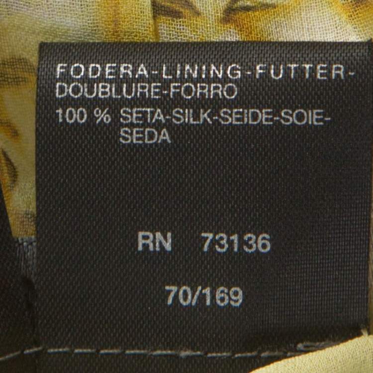 Pre Owned Max Mara Yellow Printed Silk Pleated Sleeveless Dress M