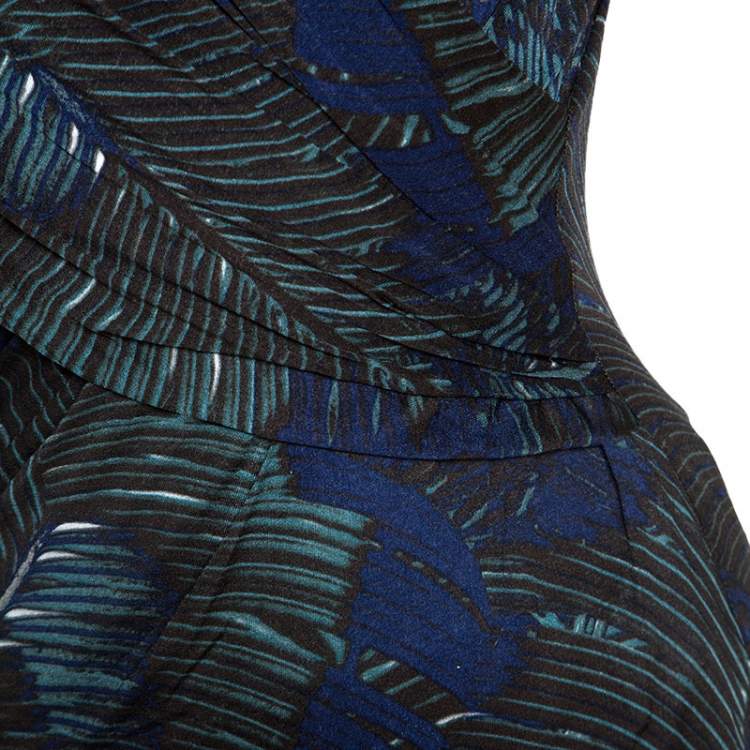 Pre Owned Max Mara Multicolor Printed Stretch Knit Wrap Top M