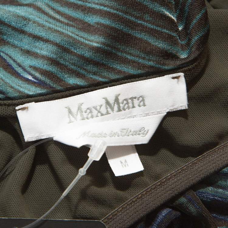 Pre Owned Max Mara Multicolor Printed Stretch Knit Wrap Top M